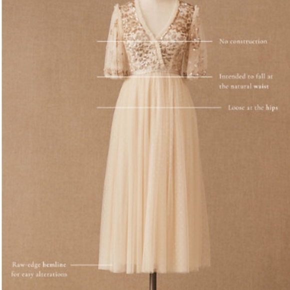 NEW BHLDN Needle & Thread 8 Wrap Midi Dress With Gold Embellisment In Champagne - Picture 4 of 13